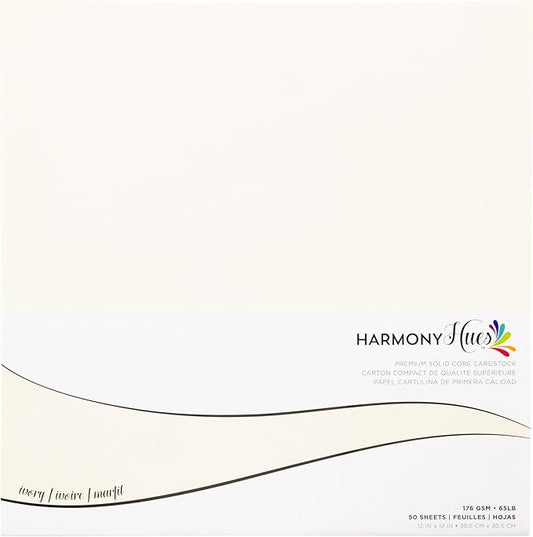 Cardstock 12 x 12 Paper Pack - 65lb Smooth Card Stock for Crafts, Cardmaking, Art Projects - 50 Square Scrapbook Sheets - Double Sided with Solid Core, Ivory