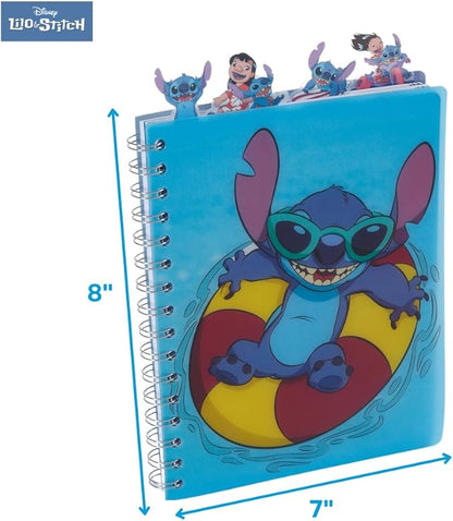 Innovative Designs Disney Lilo and Stitch Tab Journal Notebook, Spiral Bound, 96 Lined Pages, 8 x 7 inches, Blue
