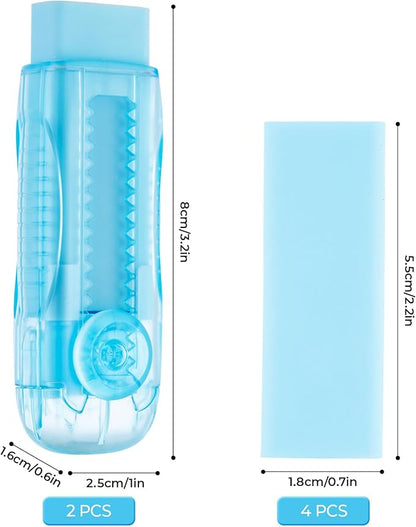 M&G 6 Pack Rubber Erasers Sliding Retractable Eraser, 3 Colors Soft Cute Erasers Push Pull Large Pencil Eraser with Transparent Plastic Sleeve for Students Kids, School Office Home Supplies