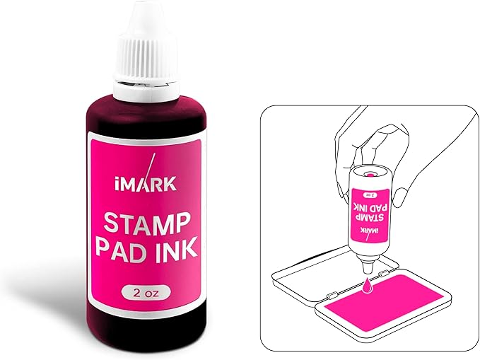iMARK Premium Refill Ink for Self-Inking Stamps, Daters and Stamp Pads (2 oz, Pink)