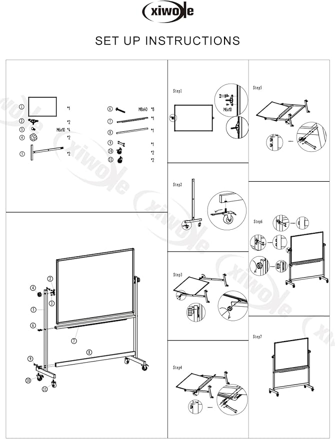 XIWODE 36x72 Large Magnetic Dry Erase Whiteboard with Stand - Double-Sided Freestanding Rolling Board, Flippable Design for Writing & Display, Silver Frame for Office, Classroom, Home