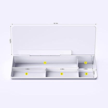 TOWON Desktop Whiteboard with todo List Templates, Daily Agenda Glass White Board for Desk, Desk Reminder Memo Notepad to-do List Dry Erase Board with Storage, Line and Free Section, 16x7 Inches
