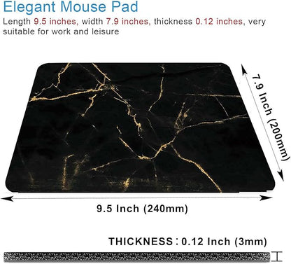 Mouse Pad,Black and Gold Marble Mouse Pad, Modern Marbling Mousepad, Custom Small Mouse Pads with Designs, Portable Office Non-Slip Rubber Base Wireless Mouse Pad for Laptop