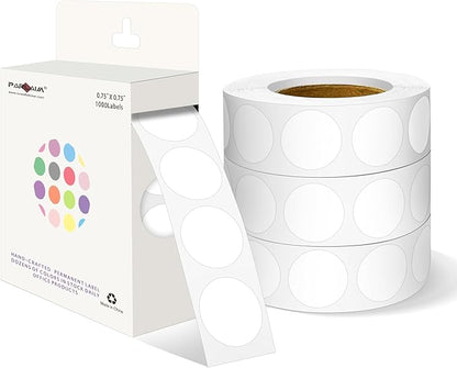 PARLAIM 3/4 Inch Roll Color Coding Labels,4000 per/4 Rolls Round Adhesive Color Coding Circle Dot Stickers for Office Home (White)