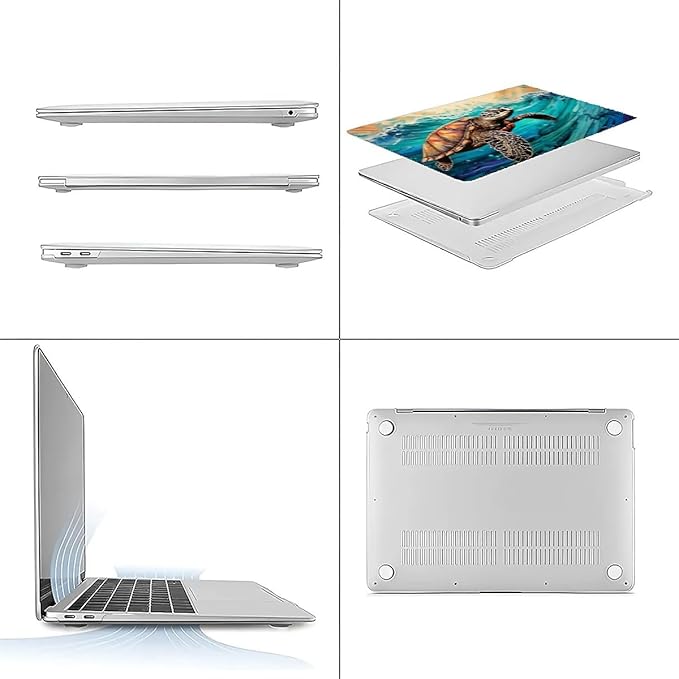Compatible with MacBook Air 13.6 Inch Case 2024 2023 2022 Release Model A3113 M3 A2681 M2, Animal Sea Turtle Hard Plastic Shell Cover Case