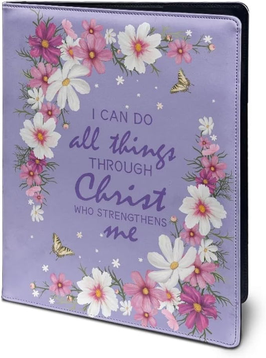 Flower Butterfly Purple PU Leather Padfolio Clipboard Clip Business Resume Portfolio A4 Folder Interview Legal Document Organizer Business Card Holder Letter