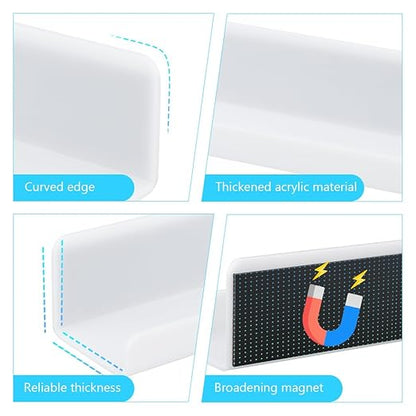 Magnetic Book Shelf for Whiteboard, Magnetic Book Holder File Rack with a Pen Container and Two Hook Acrylic Book Shelves Metal Floating Book Display Shelf for Teacher Kids Room Office(White)