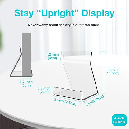Boloyo Acylic Upright Display Stand, 10PC 4 Inch Clear Display Holder Easel Base Picture Frame for Home Office School Store to Display Book, Vinyl Record, Album, LP Cover, Artworks, CDs
