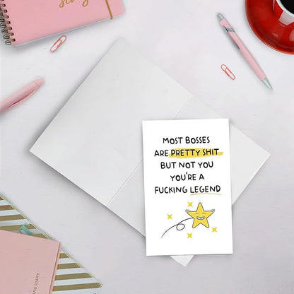SuperShunhu Funny Birthday Card for Boss, Retirement Card Gift for Men Women, Humorous Boss Day Card, Leaving Work Card, Thank You Card for Boss Manager
