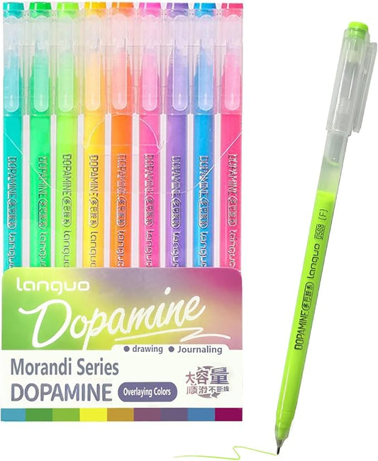 0.5mm Journal Colouring Pens, Assorted Rainbow Colors Pens Set of 9 for Adults Journal Coloring Calligraphy,Made for Everyday Writing, Journals,Drawing,Coloring Books (Dopamine)