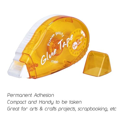 XUXU 6 Pack Double Sided Tape Roller, Scrapbooking Tape, Permanent Adhesive Tape Dispenser Runner for Crafts and Arts Projects, Photo-Safe, 0.3-inch by 315-Inch