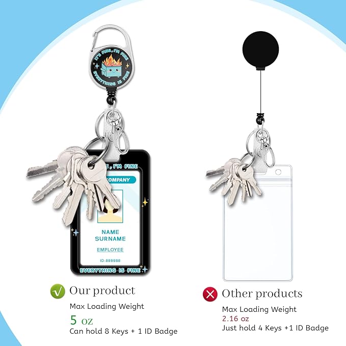 Lanyards for Id Badges, Dumpster on Fire Badge Holder with Retractable Reel Clip, Funny Work Name Tags Keychain Lanyard ID Card Protector Cover Case for Women Teacher Nurse Doctor Office