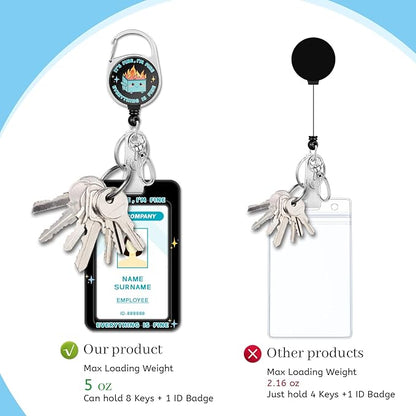 Lanyards for Id Badges, Dumpster on Fire Badge Holder with Retractable Reel Clip, Funny Work Name Tags Keychain Lanyard ID Card Protector Cover Case for Women Teacher Nurse Doctor Office