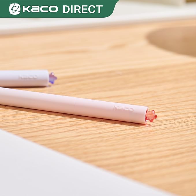 Kaco FIRST Gel Pens Cute Stationery Black Ink, 0.7 mm Medium Point, Aesthetic Cute Star Pens for Journaling (4 Bright Colors)
