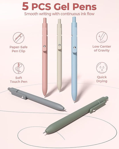 Four Candies 56 PCS Aesthetic School Supplies with Large Pencil Case, 6 Colored Ballpoint Pens, 12 Pastel Highlighters, 5 Black Ink Gel Pens, 9 Mechanical Pencils 0.5-2.0mm Student Essentials (Pink)