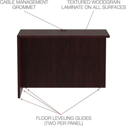 Alera ALEVA354224MY Valencia Series 42 in. x 23-5/8 in. x 29-1/2 in. Reversible Return/Bridge Shell - Mahogany