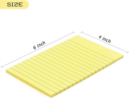 Early Buy 6 Pads Lined Sticky Notes with Lines 4x6 Self-Stick Notes 6 Pastel Color Sticky Notes, 45 Sheets/Pad