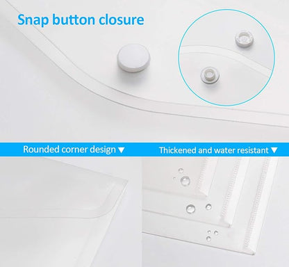 A4 Plastic Envelopes,20 Pack Clear Plastic Poly Envelope with Button Snap Closure,Clear Plastic Folders for Documents,Plastic File Bag Filing Envelopes for School Work Office Organization