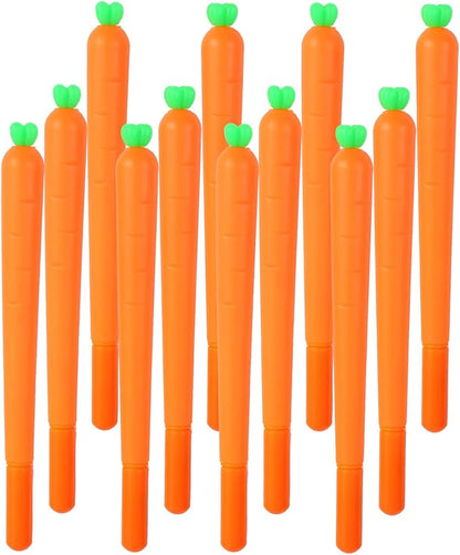YYaaloa 12pcs Carrot Gel Ink Pens 0.5 mm Black Ink Novelty Pens for Child, Women Coworkers Kids Office School Home Wedding Bridal Shower Gifts Party Supplies (Carrot pens 12pcs)