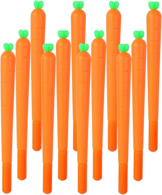 YYaaloa 12pcs Carrot Gel Ink Pens 0.5 mm Black Ink Novelty Pens for Child, Women Coworkers Kids Office School Home Wedding Bridal Shower Gifts Party Supplies (Carrot pens 12pcs)
