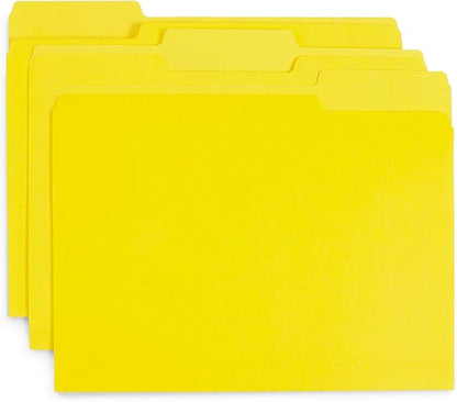 File Folder, 1/3 Cut Tab, Letter Size, Yellow, 200 per Box