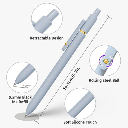 UIXJODO 12 Pcs Gel Pens 0.5mm Quick Dry Black Ink Pens Fine Point Smooth Writing Pens, Cute Office and School Supplies Gifts for Women Teacher Students (12 Pcs Morandi and Vintage Gold)