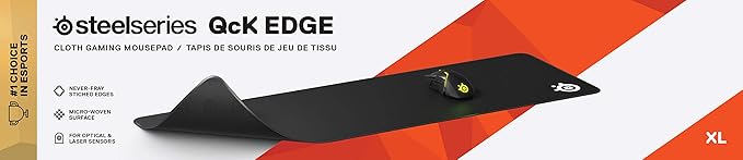 SteelSeries QcK Gaming Mouse Pad - XL Stitched Edge Cloth - Extra Durable - Sized to Cover Desks