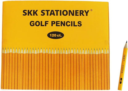 SKKSTATIONERY Golf Pencils 120Pcs Pre-sharpened Half Pencils 3.5" Pencils Break-Resistant Lead No. 2#2 HB pencil, Hexagon, Sharpened, 120/box.