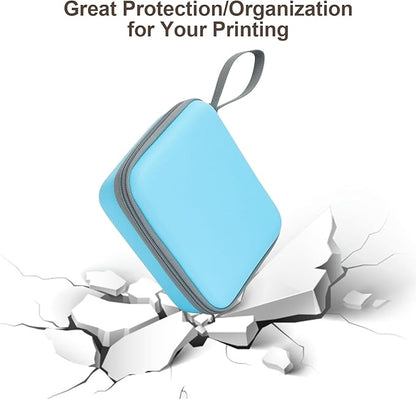 QYCHHJ Carrying Case for Phomemo T02/Memoking/HUIJUTCHEN Mini Sticker Printer, Portable Hard Travel Case for Label Maker, Thermal Printer Paper, Blue
