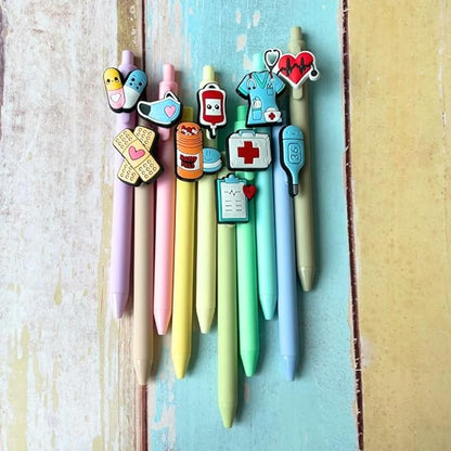 YJ PREMIUMS 10-Pack of Cute Nursing Pens with Heart, Syringe Designs in Black Ink - Versatile Writing Instruments for Nurses, Medical Assistants, Students (Medical)