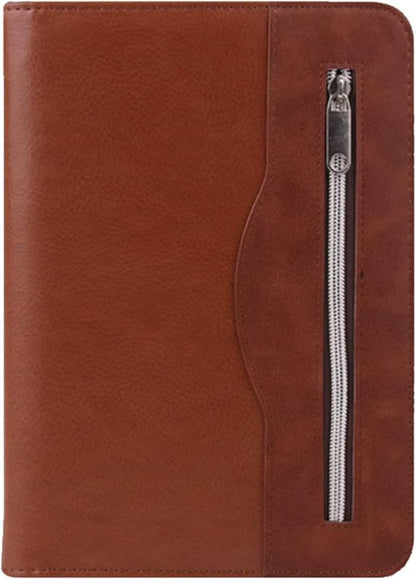 SAYEEC Leather Portfolio Notebook Binder with Calculator A5 6 Ring Refillable Budget Planner Binder Cover with Zipper Zippered Padfolio Organizer Business Journal Conference Folder Gifts for Men Women