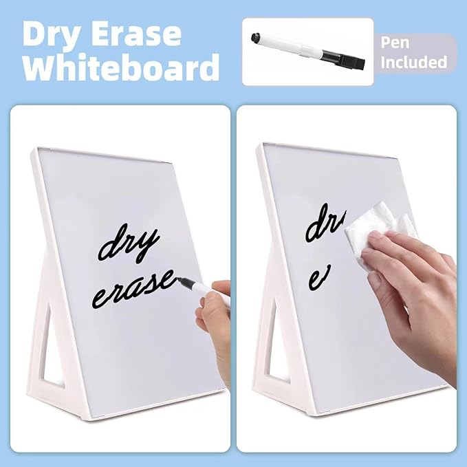 Desktop Dry Erase Board, Small Whiteboard with Stand, A5 Size 8.3 x 5.8 Inches with A Dry Erase Marker