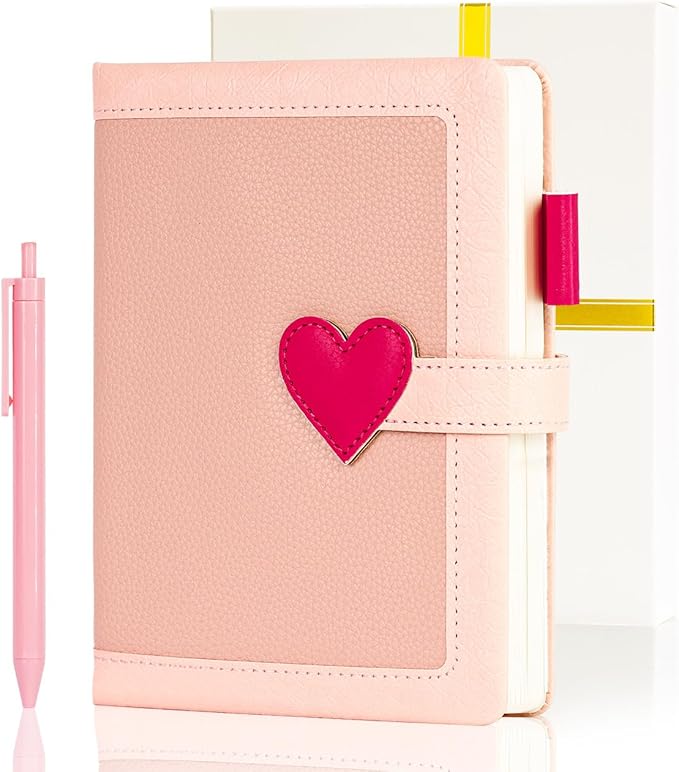 Journal for Women and Girls with Heart Buckle, 240 Pages Girls Diary Journal with Pen for Writing, Cute Daily Writing Journals for Women, B6 Pretty Journaling Hardcover Notebooks (Rose Pink)