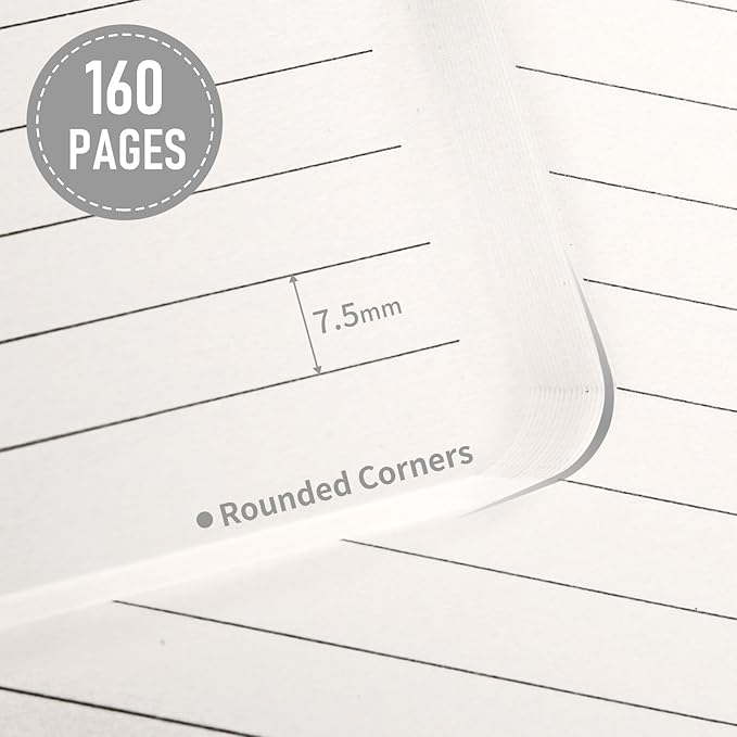 Hardcover Executive Notebooks, 160 Pages Line Ruled Classic Notebook Journal, Leather Notebooks with Pen Loop for Bussiness College Writing (Black)