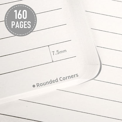 Hardcover Executive Notebooks, 160 Pages Line Ruled Classic Notebook Journal, Leather Notebooks with Pen Loop for Bussiness College Writing (Black)