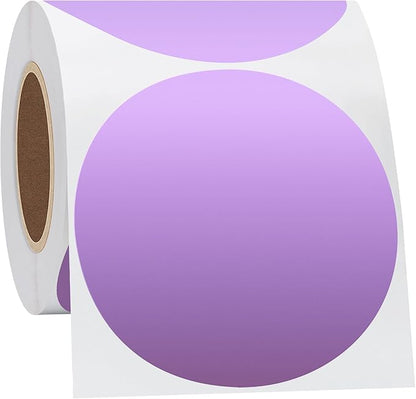 Hybsk 3 inch Circle Color Direct Thermal Stickers Shipping Labels for Barcodes,Name Tag,DIY Logo Design,QR Code,Inventory– Compatible with Zebra,Rollo,Munbyn,and More-750 pcs (3 inch,Purple)