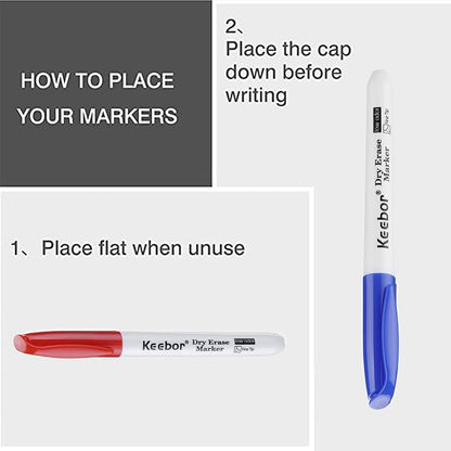 Dry Erase Markers Fine Tip, 3 Assorted Colors, 72 Pack Low-Odor Whiteboard Markers, Office Supplies