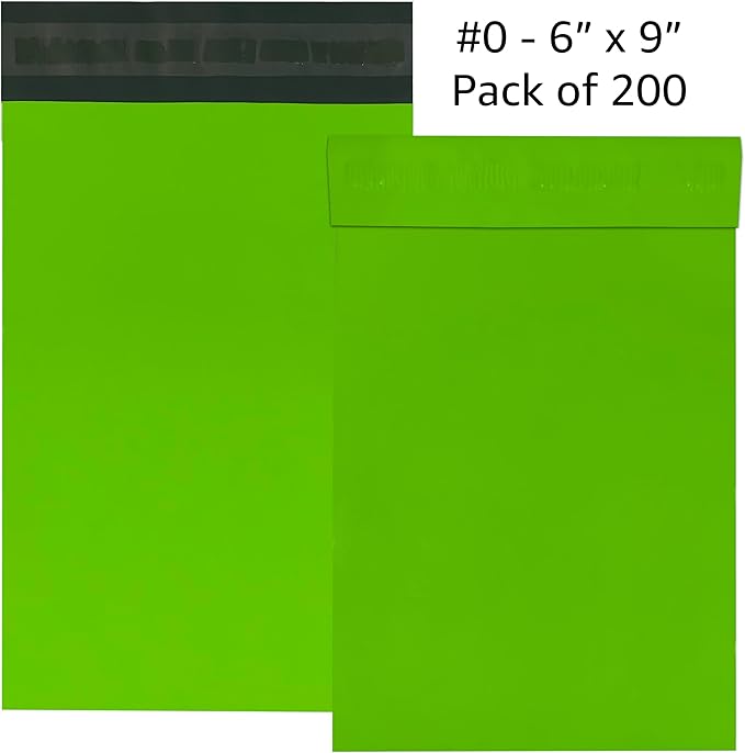 Colored Poly Mailers Pack of: (Green, 6" x 9" pack of 200) Be creative with your packaging with Colored mailers