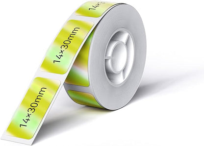 NIIMBOT Thermal Transfer Labels 0.55''x1.18'', Only for B18 Label Maker, PET Material, Waterproof and High-Temperature Resistance, Long Storage Time, Hologram Yellow(14x30mm-190)