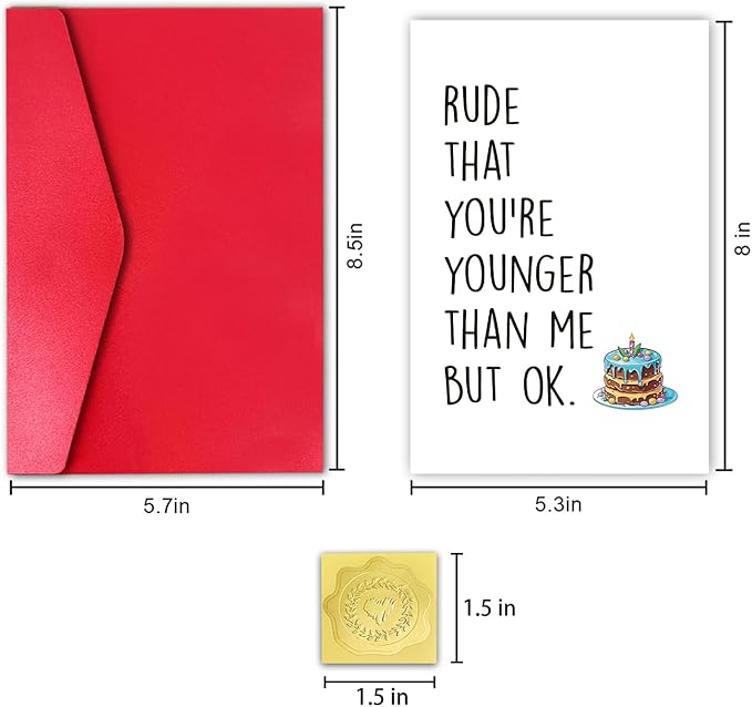 Rude But Ok Birthday Card for Friend, Funny Cousin Birthday Card for Little Brother Sister, Lovely Younger than Me Birthday Card