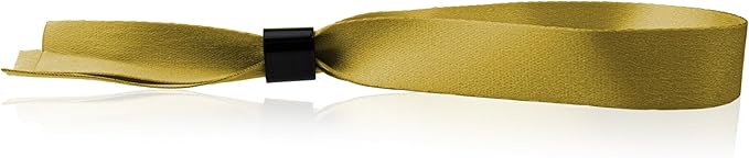 Wristco 100 Gold Cloth Event Wristbands – Plastic Closure to Prevent Transfer or Reuse – Premium-Grade Fabric Bracelets for Party Entry, Summer Camp, VIP Identification, Drink Ticket ID