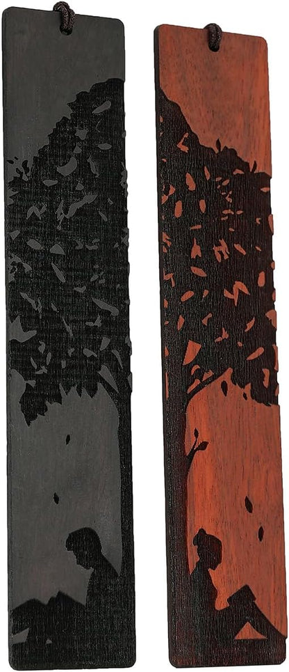 Couple Bookmarks for Men Women, Unique Wood Bookmark, Couple Gift for Men Women Boyfriend Girlfriend, Anniversary Gift (Reading Under The Tree)
