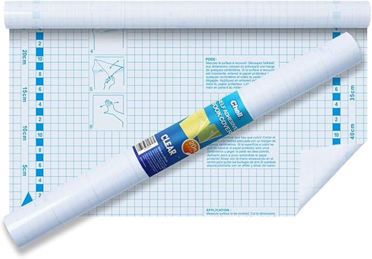 Chell Clear Contact Paper Roll for Books, 17.5 in x 20 ft Clear Self Adhesive Book Cover Paper Protector