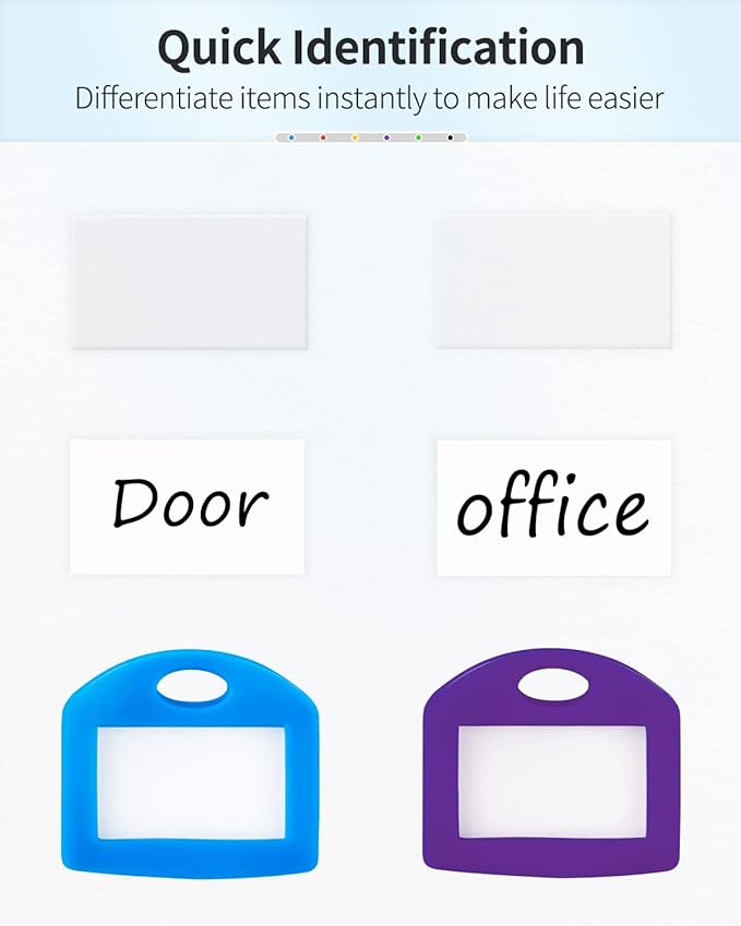 Uniclife 12 Pcs Key Cap Tags 1 Inch Key Covers Protectors with Blank Paper Labels and Clear Windows Soft Key Identifiers for Standard Regular Thin Flat House Keys (Not for Odd-Shaped Keys), 6 Colors