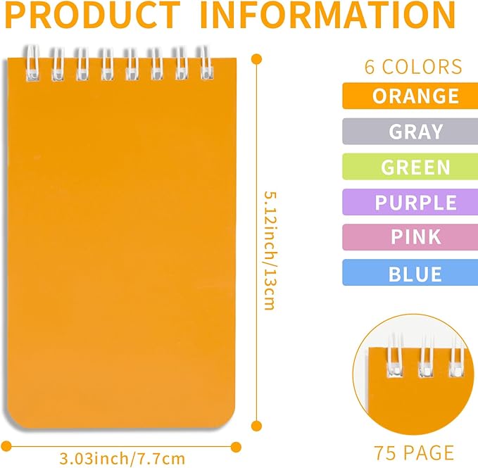 12 pcs Pocket Notebook Small Notepad Pocket Notepad Small Spiral Notebooks 3X5Inches (12pac)