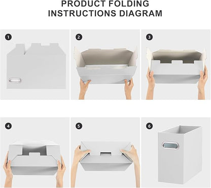 Oterri File Organizer, Small Storage Box, Cardboard File Folder Organizer, Collapsible File Box, Hanging File Organizer for Letter Size, Portable File Box with Handle, Only Box (Grey, 4 Packs)