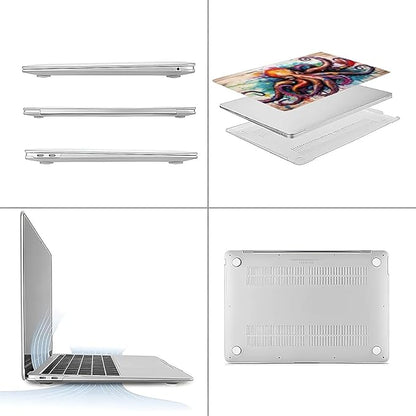 Compatible with 15 Inch MacBook Air A2941 M2 2023, Colourful Octopus Hard Plastic Shell Cover Case