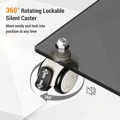 Acrylic Podium Stand，49“ Tall Portable Podium with Lockable Wheels, Black lecterns & Podium with Storage Shelf for Classroom, Pulpit Podium for Church,Wedding,Presentation