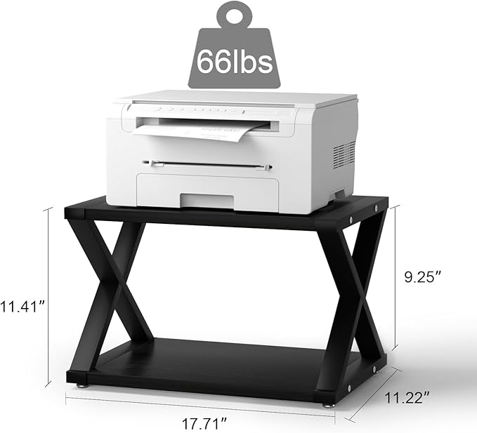 Desktop Printer Stand,2-Tier Desk Space Organizer for Home Office,Storing Heavy Duty Fax Machine, Scanner,Black
