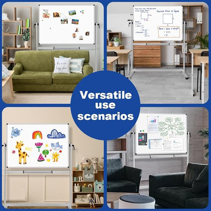 XBoard Rolling Whiteboard 48x36 inch | Magnetic Dry Erase Board on Wheels, Large Portable Easel with Stand and Aluminium Frame for Home School Office Live Streaming